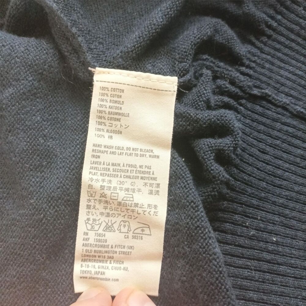 Abercrombie & Fitch Womens Navy Blue Knit Short Cardigan Size XS Ruffle Open - Picture 8 of 8